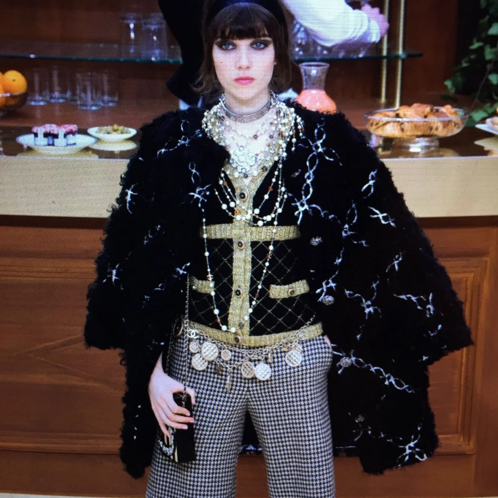 CHANEL 15A NUOVA Giacca Multicolore Tweed Nero Camelia CC Bottoni Logo FR42 FR40