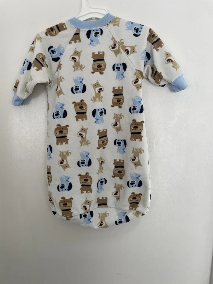 Carter's Baby Boys Allover Cute Dog Print Cozy Fleece Sleep Sack Cream Blue 0-6M - Image 4 of 4