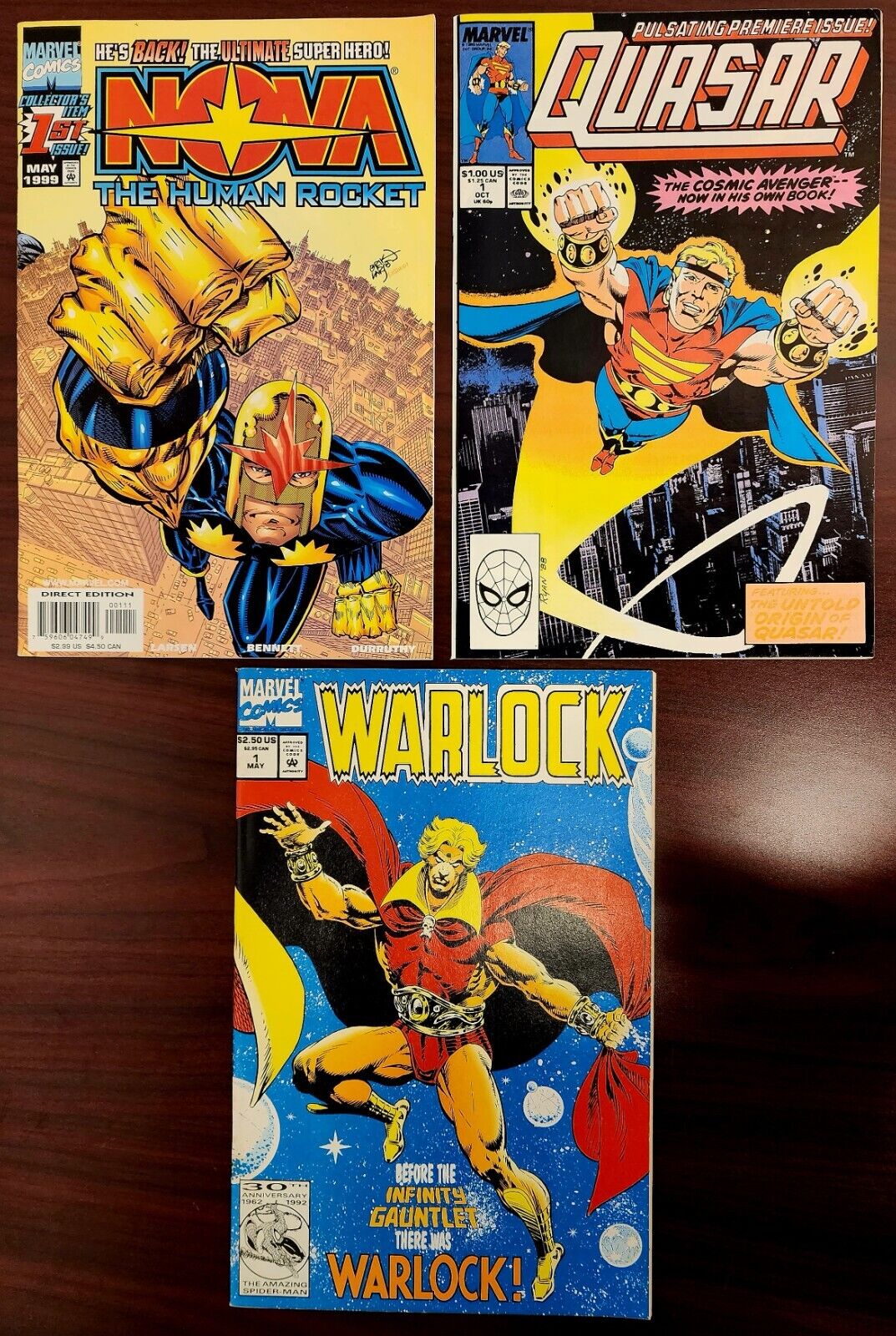 Marvel Cosmic Comic Lot of 3 #1 Keys 1989 Quasar #1 1992 Warlock #1 1999 Nova #1