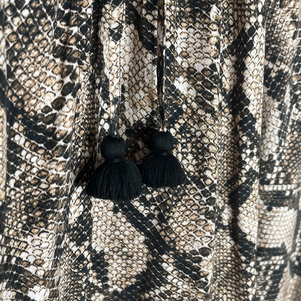 Figue Lilah Python Snakeskin Print Long Sleeve Blouse Brown WomenS Size M Animal - Image 2 of 4