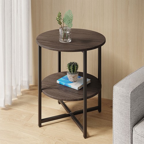 2/3 Tiers Round Bedroom Bedside Cabinet Furniture Storage Nightstand Side Table - Picture 21 of 29