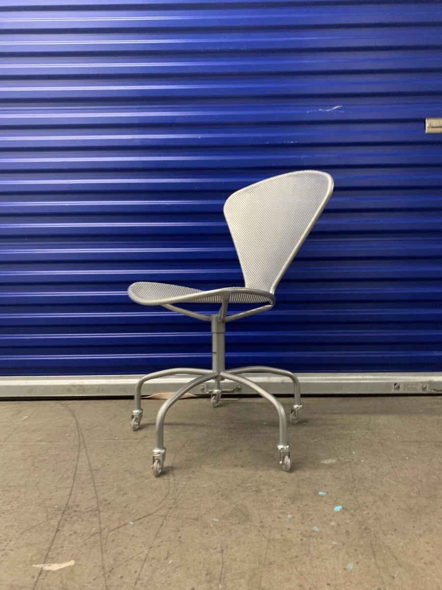 EMU Italian silver metal wire mesh office chair on castors 80 90s