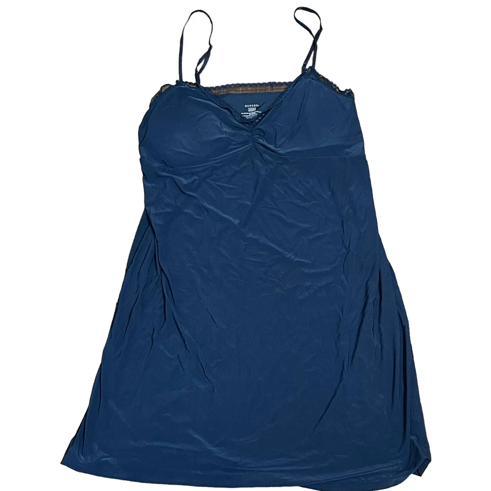 George Sleep Azul Marino Sedoso Cuello en V Tanque Capri Pantalones al Tobillo Pijama/Juego de Salón XL Foto 4 de 4