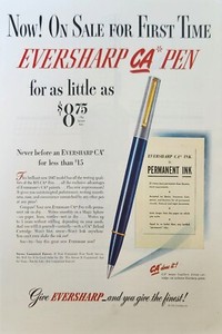 1947 Eversharp Pen Vintage ad permanent ink