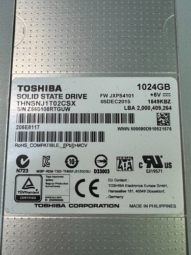 PURE STORAGE 83-0040-04 SAS TOSHIBA THNSNJ1T02CSX 1024GB 6Gbps SATA 2.5" SSD - Picture 10 of 17