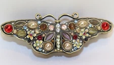 BRASS & ENAMEL JEWELED TRINKET BOX W/CRYSTALS AND CABOCHONS,  #297