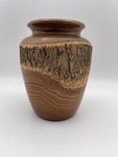 Raw Edge Turned Wood Vase Approx 7 Inches Tall