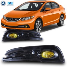 Fog Lights For 2013-2015 Honda Civic 4 Door Sedan Driving Lamps Pair Yellow Lens
