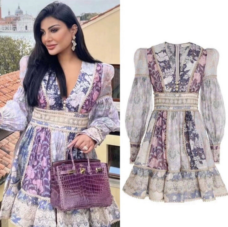 NWT $1,600 Zimmermann Celestial Lace Panelled Mini Dress