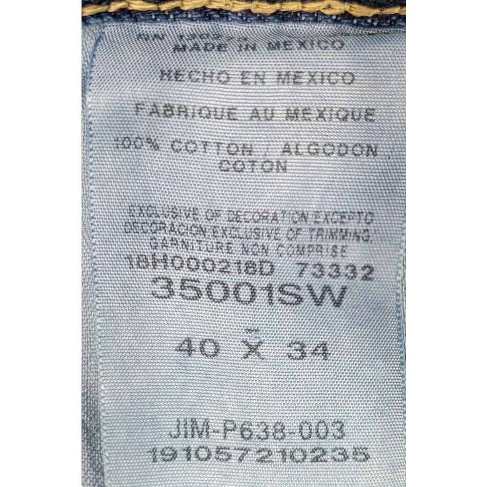 Men's Wrangler Relaxed Fit Straight Leg Blue Denim Jeans Size 40X34