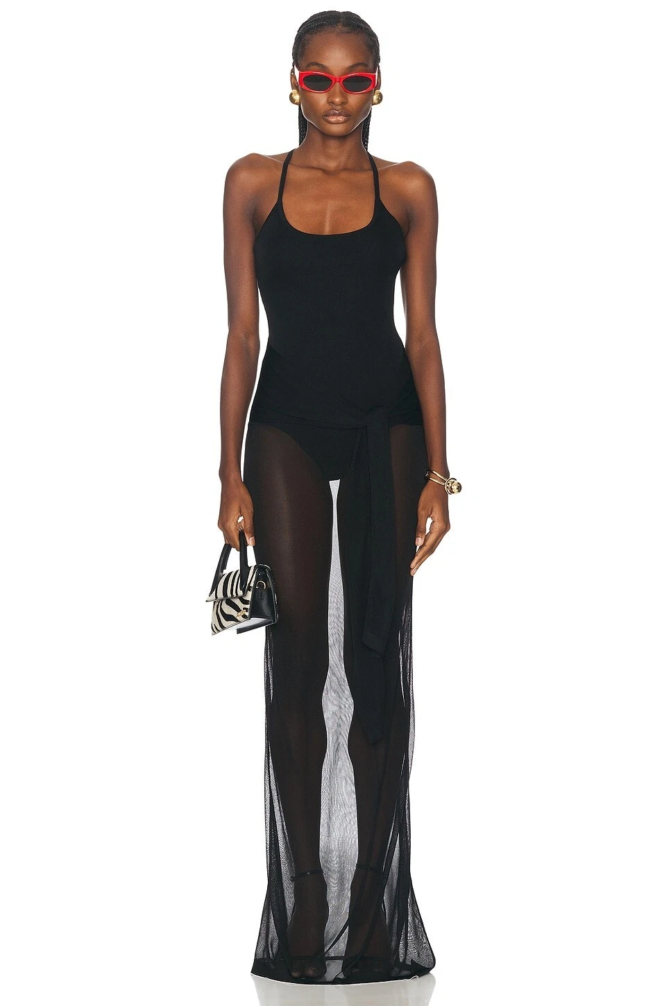 Abito JACQUEMUS La Robe Maille Nodo nero lungo 36 nuovo senza etichette $860