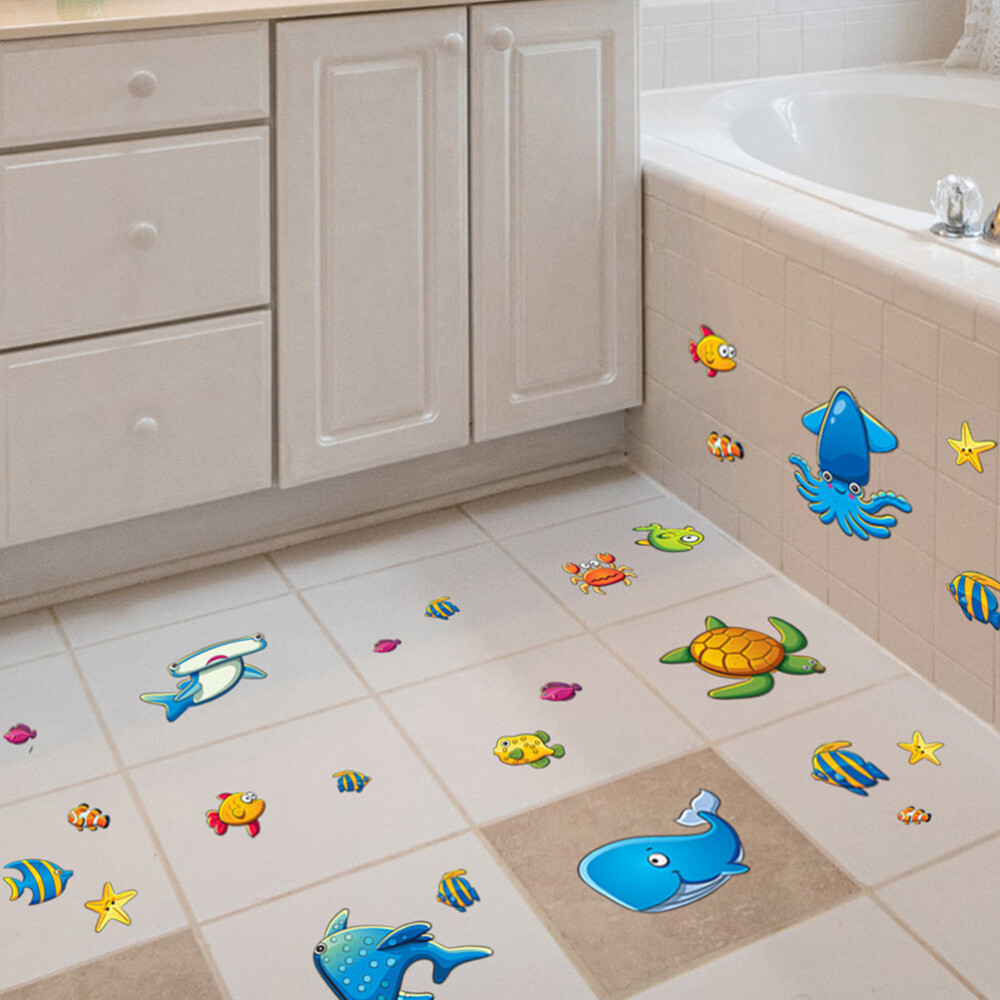 NUOBESTY Baby Bathtub Stickers Cute Sea Animal Non Slip Vinyl Wall