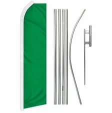 "GREEN" Advertising Super Flag & Pole Kit solid color blank verde