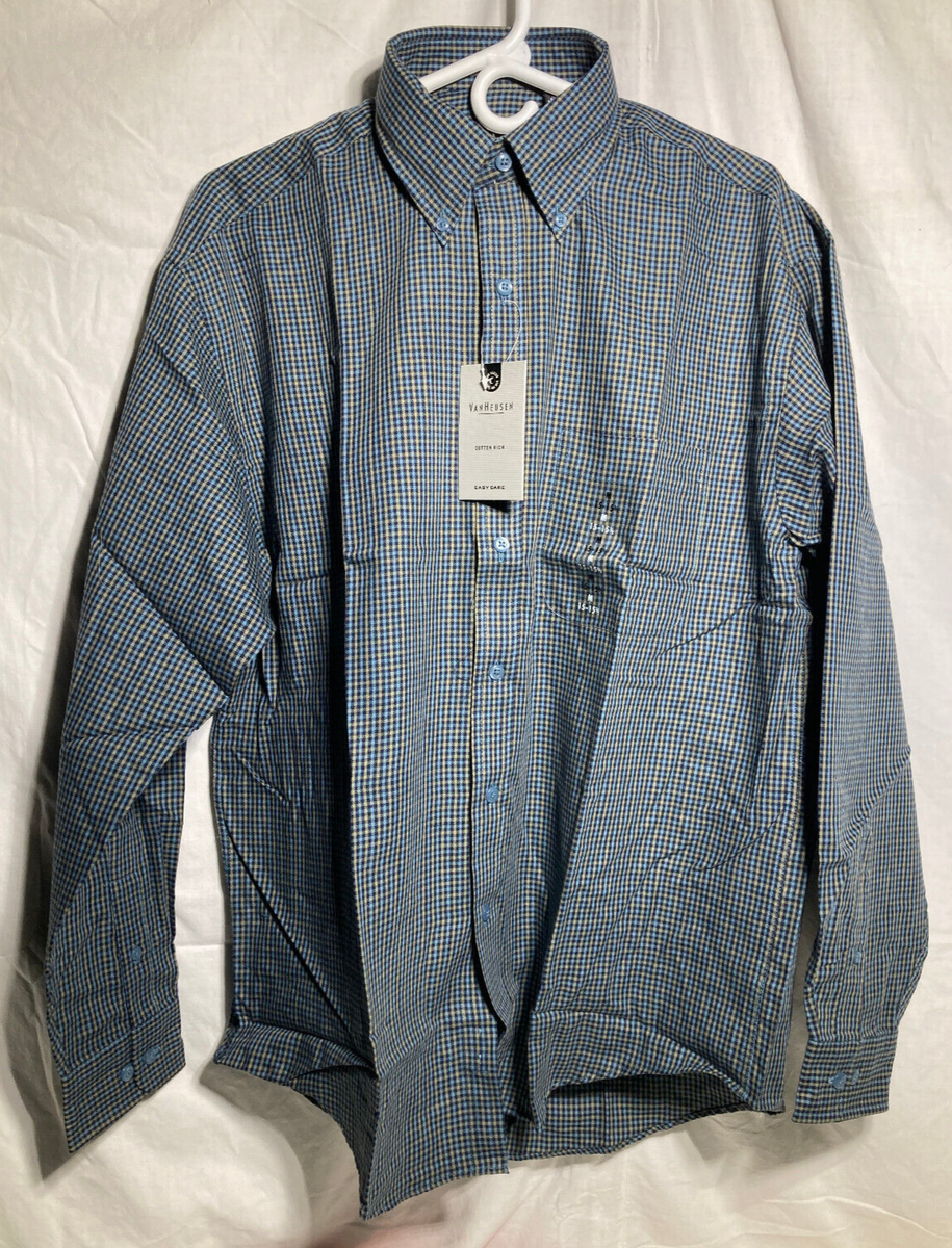 Vntg Van Heusen Long Sleeve Cotton Button Check Pocket Shirt Men's Blue Med | eBay Vntg Van Heusen Long Sleeve Cotton Button Check Pocket Shirt Men's Blue Med | eBay