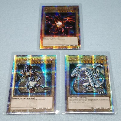 Lot De 3 Cartes Anime Orica Holo - Dragon Blanc Aux Yeux Bleus, Magicien Noir, Dragon Noir Aux Yeux Rouges - Effet Ultra Rare