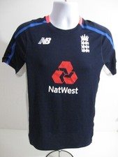 ENGLAND CRICKET NB MENS BLUE TRAINING SHIRT JERSEY SIZE S