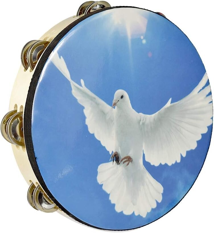 Pandereta campana de mano de doble fila Jingles Music Persuccion Church (10 pulg