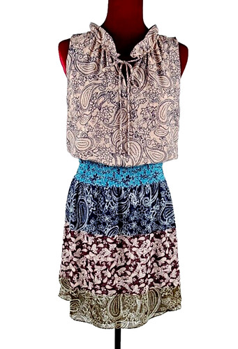 CAbi Dani Floral Paisley Sleeveless Multicolor Dress #5371 Women's Size Small
