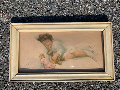 Vintage Bessie Pease Gutmann The New Love Rectangle Mini Wood Frame Art  sj10m5