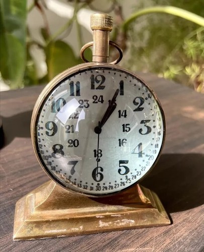 Antique Brass Table Clock Desk Clock Nautical Vintage Maritime Small Table - Picture 2 of 2
