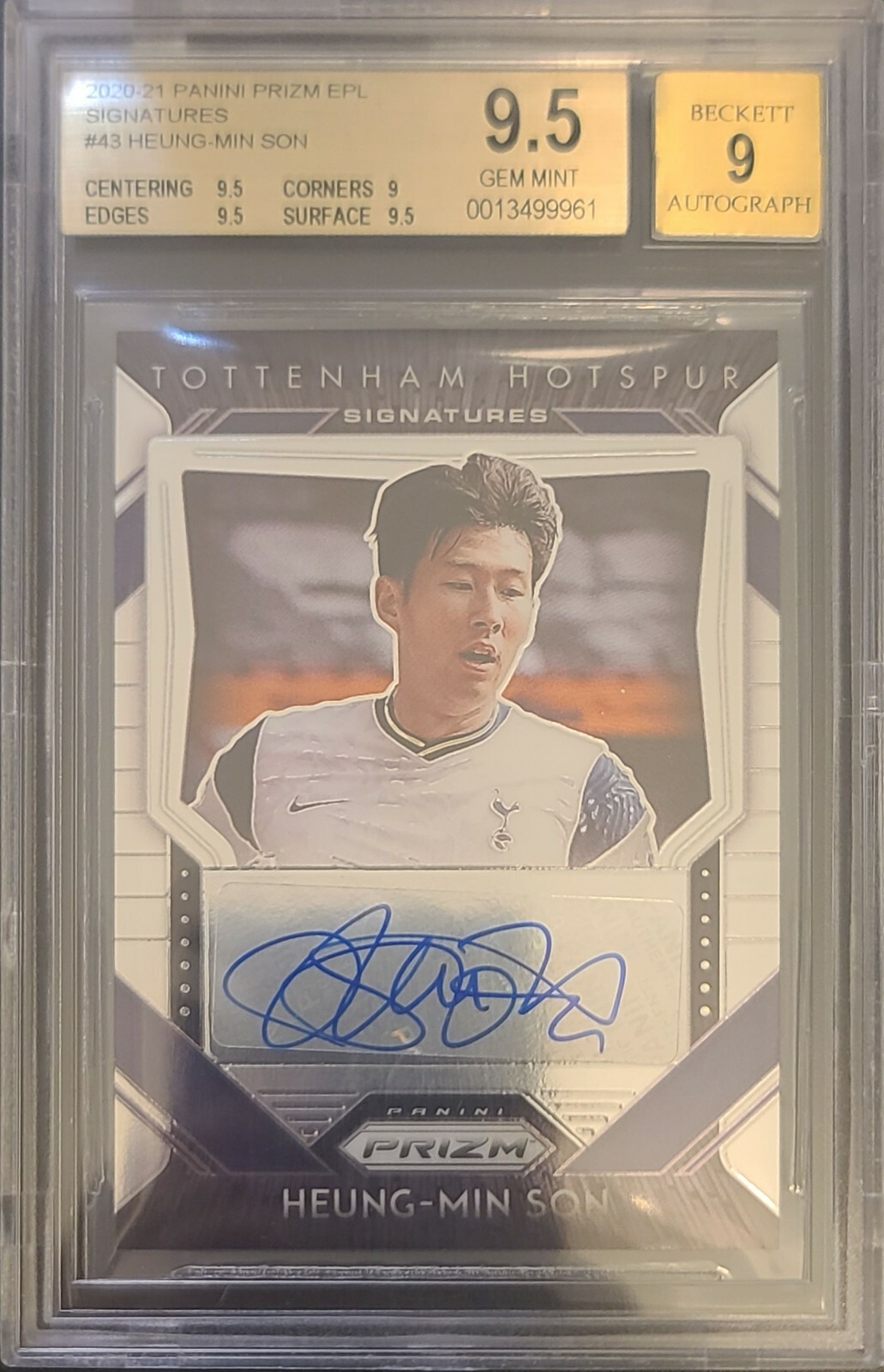 Heung Min Son 2020-21 Panini Prizm Premier League Auto BGS9.5/9 Tottenham