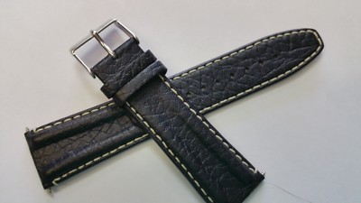Jacques Lemans Genuine  Leather Watch Strap 23MM BLACK ANTI ALLERGIC. stitched