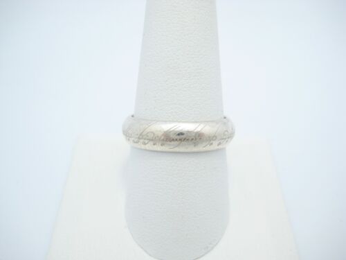 Lord of The Rings One Ring Elvish Sterling Silver NLP TNC INC 5.5mm Ring Size 10 - Afbeelding 1 van 5