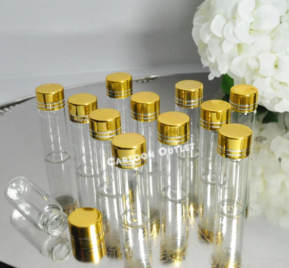 12 PC MINI GLASS BOTTLES GOLD BEACH WEDDING FAVORS RECUERDOS GIFTS DIY VIDRIO - Image 3 of 4