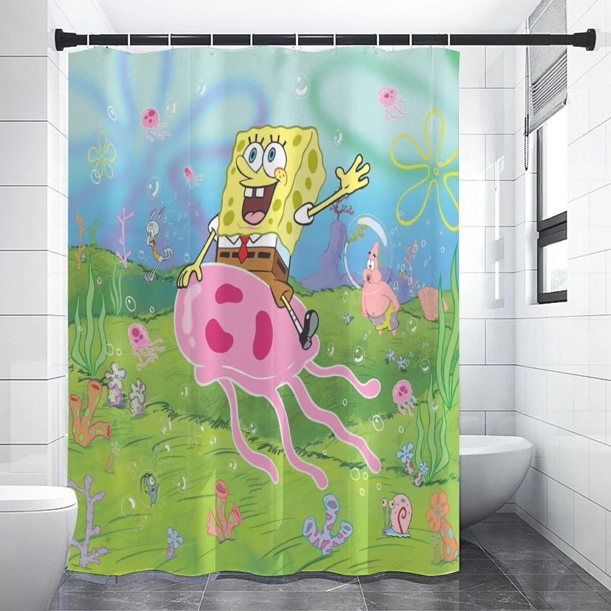 New! SpongeBob Nick 90s Print Shower Curtain