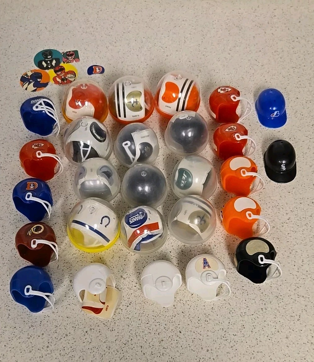 Lots of Vintage Gumball Machine Toys Sport Helmets Collections Sold As Is