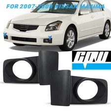 Pair Fog Light Bezel For 2007-2008 Nissan Maxima Front Bumper Black Lambs Cover