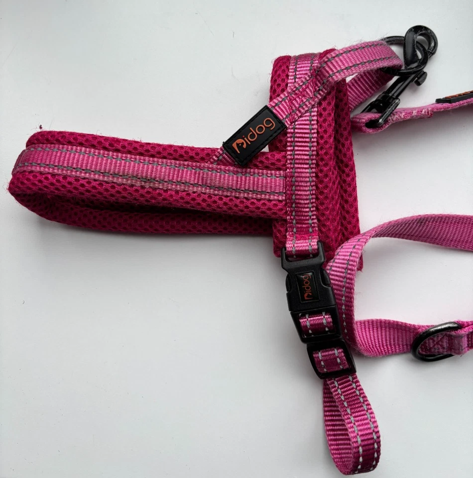 Female Midog Pink No Pull Dog Vest/Harness Lead Set Reflective Mesh Padded XS S - Image 2 of 4