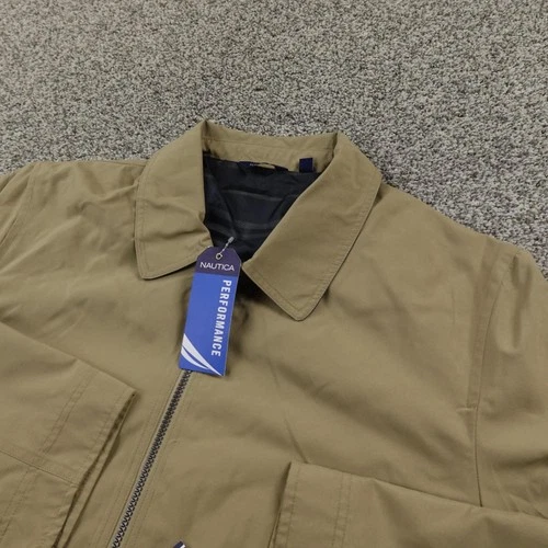 NEW Nautica Jacket Mens L Beige Performance Windbreaker Full Zip Outdoor Coat video thumbnail