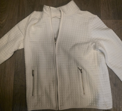 Karen Scott Sport Petites Lightweight Full-Zip Ivory Jacket, PM Petite