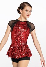Dance Costume Intermediate Child Red Weissman 12832 Jazz Tap Sequin Peplum