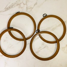 Vintage Wooden Embroidery Hoops Set Of 4 Faux Wood Grain Craft Frames