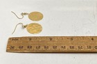 14K Yellow Gold Hammered Disc Dangle Earrings 1.5" Drop 2.17g — photo 7