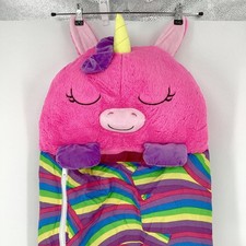 HAPPY NAPPERS Pink Rainbow Unicorn Sleeping Bag and Plush Pillow TH