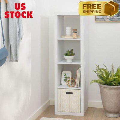 4 Cube Vertical Storage Organizer, White Texture
