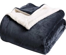 Sherpa Fleece Blankets King Size for Bed - King (108" x 90") - Dark Gray - NEW-