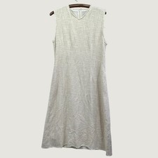 Zara Tweed Sleeveless Midi Dress Size Large Cream Textured Quiet Luxury Chic