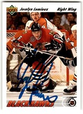 Jocelyn Lemieux 1991-92 Upper Deck Auto #438 IN PERSON Chicago Blackhawks