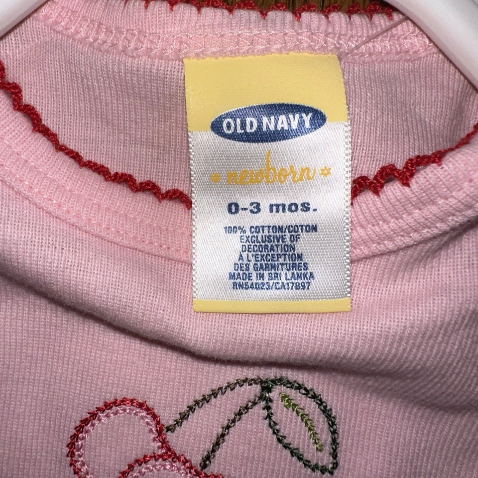 Body De Colección Y2K Antiguo Azul Marino Bordado Cerezas Cereza Manga Larga 0-3 Meses Foto 4 de 4