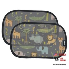 2-Pack Car Window Shades for Baby - Oval Cling Sun Shades with UV Animal
