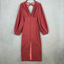 Cider Dress Womens Small Pink Stretch Balloon Sleeve Button Up Cut Out NEW