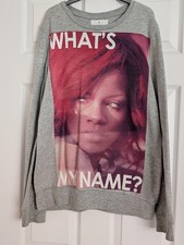 Women's Grey Rihanna Slogan What's My Name Jumper Sweater - UK Size M