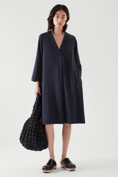 Women COS Dress Navy Tencel M