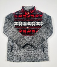 Simply Southern Pullover Large Sherpa Fleece Fair Isle Christmas Winter Reindeer