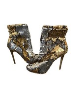 Sequin High Heel Stiletto Ankle Boots In Gold Silver Size 6.5