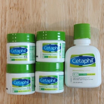 4 Cetaphil Moisturizing Cream Body Very Dry Sensitive Skin 1oz +1 Free lotion.